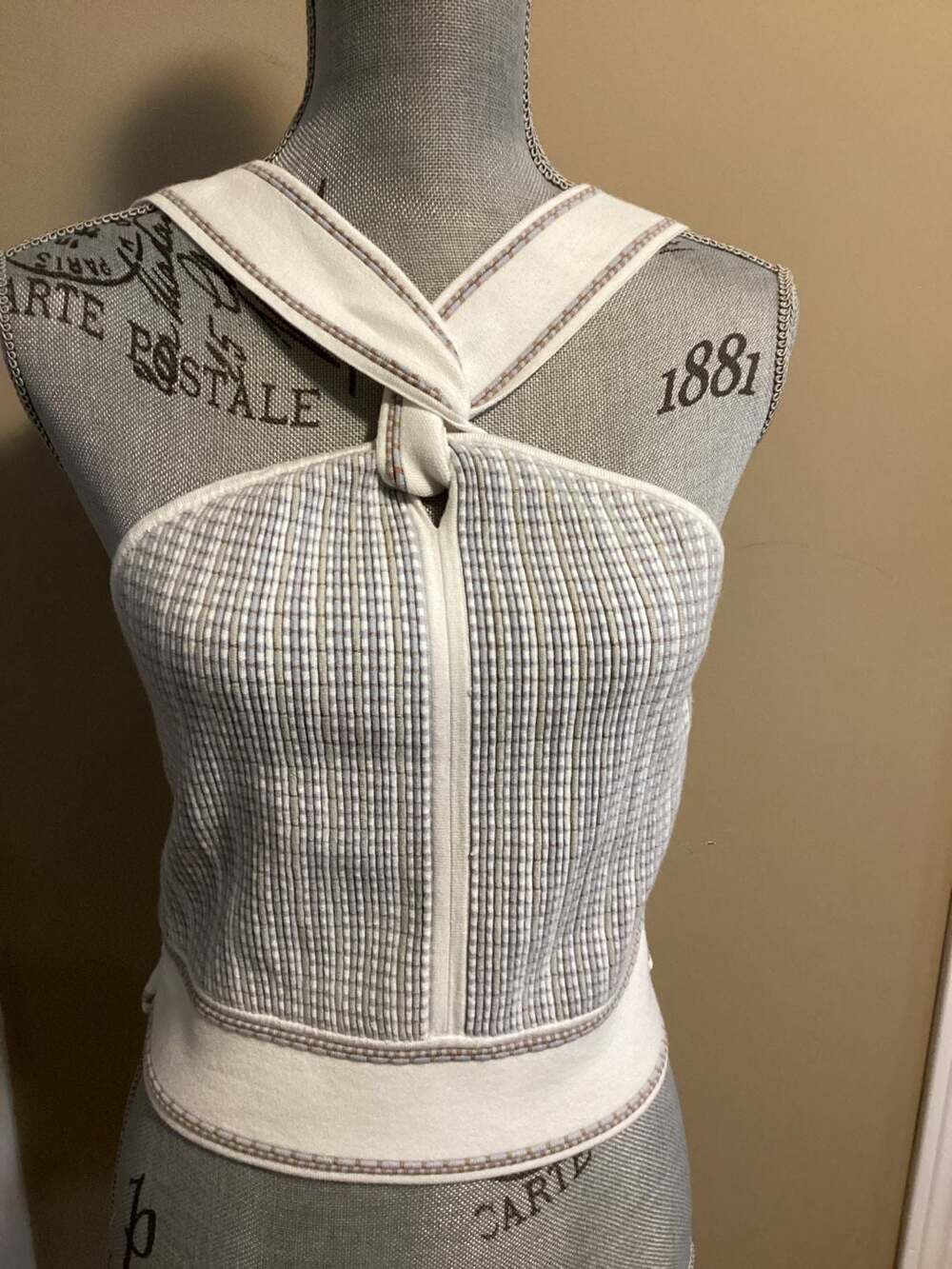 Club Monaco Raeni Multi Sweater Size M Halter Top Blue White Stripe